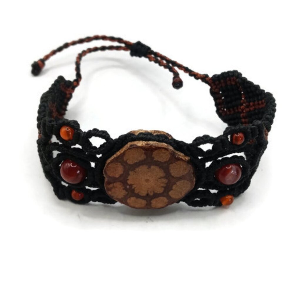 Unisex Handmade Macrame Thread Bracelet Ayahuasca Flower Design Peruvian Craftsm